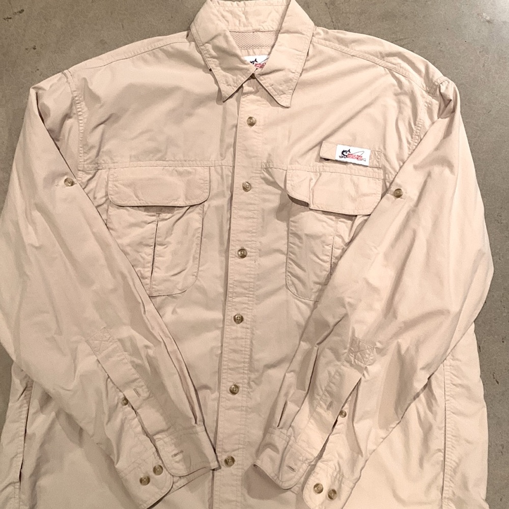 Men’s fishing shirt. Size XL. Beige.